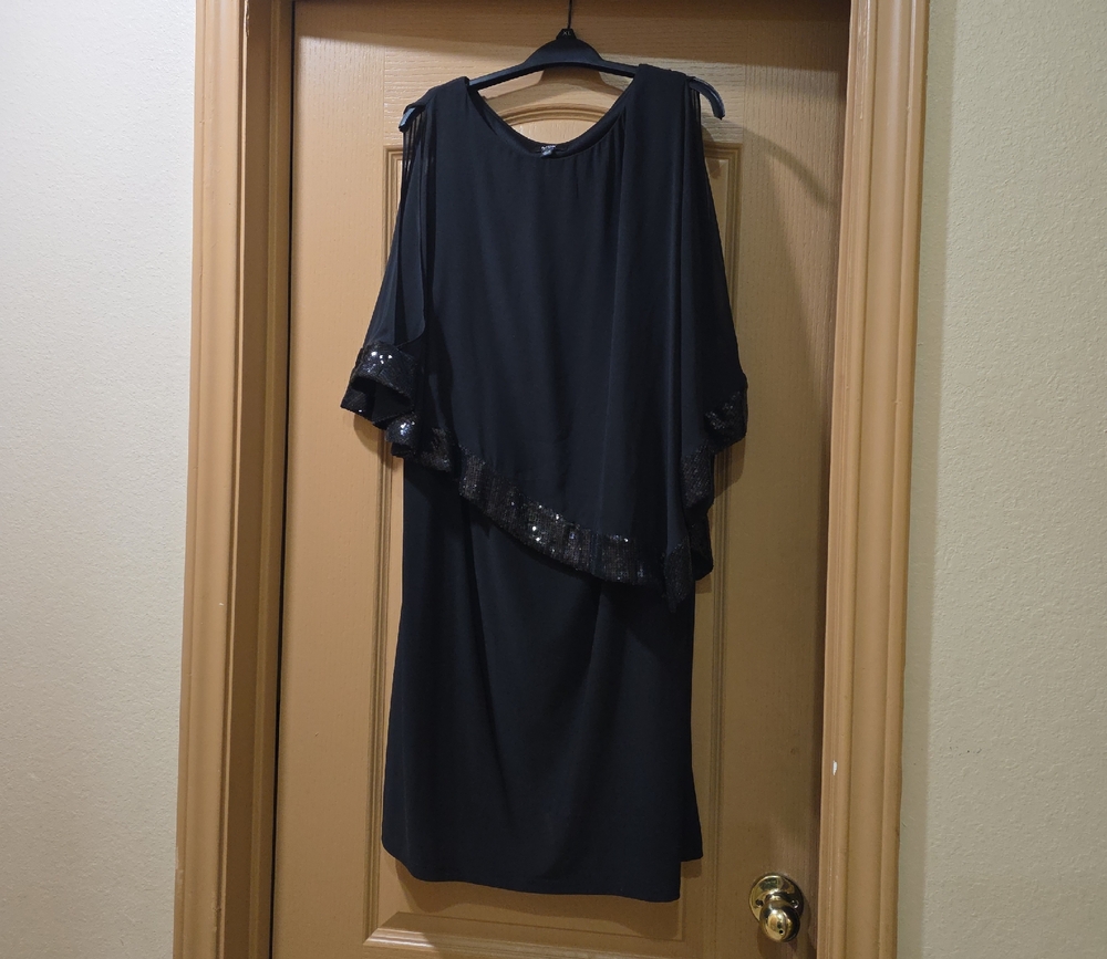 MSK Black Asymmetrical Dress with Sequin Detail